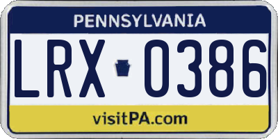 PA license plate LRX0386