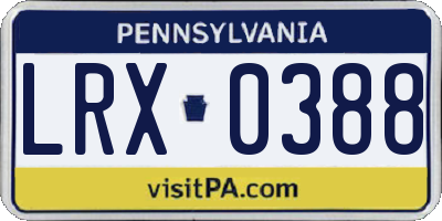 PA license plate LRX0388