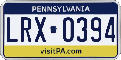 PA license plate LRX0394