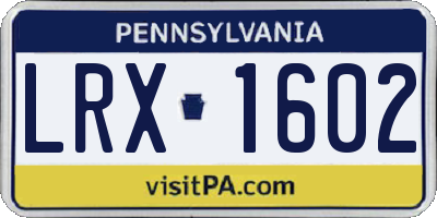 PA license plate LRX1602