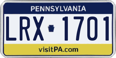 PA license plate LRX1701