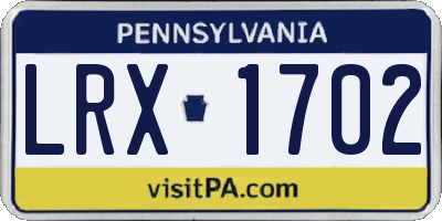 PA license plate LRX1702