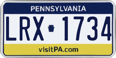 PA license plate LRX1734
