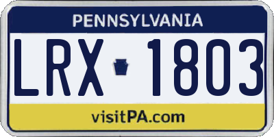 PA license plate LRX1803