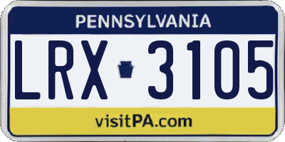 PA license plate LRX3105
