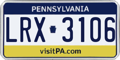 PA license plate LRX3106