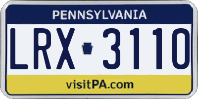 PA license plate LRX3110