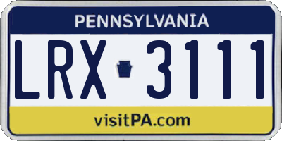 PA license plate LRX3111