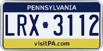 PA license plate LRX3112