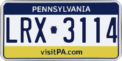 PA license plate LRX3114