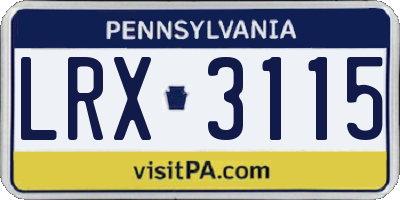 PA license plate LRX3115