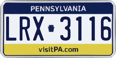 PA license plate LRX3116