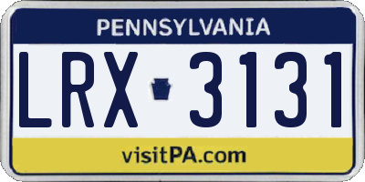 PA license plate LRX3131