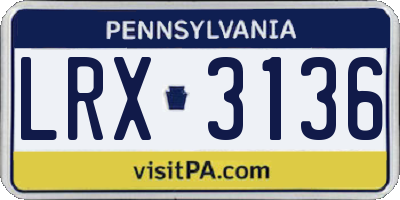 PA license plate LRX3136