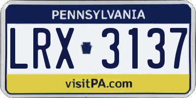 PA license plate LRX3137