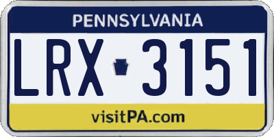 PA license plate LRX3151