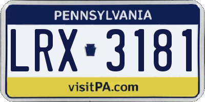 PA license plate LRX3181