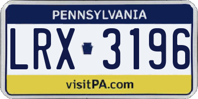 PA license plate LRX3196