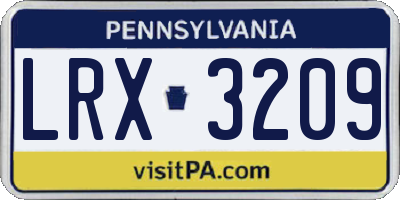 PA license plate LRX3209