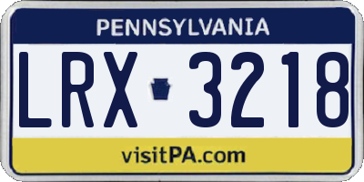PA license plate LRX3218