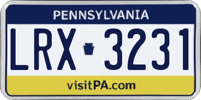 PA license plate LRX3231