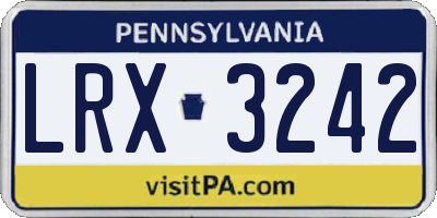PA license plate LRX3242