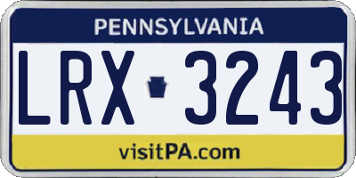 PA license plate LRX3243