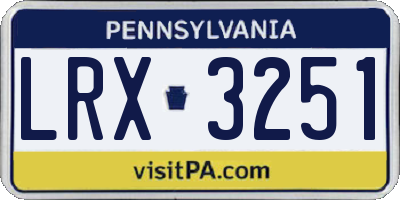 PA license plate LRX3251