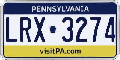 PA license plate LRX3274