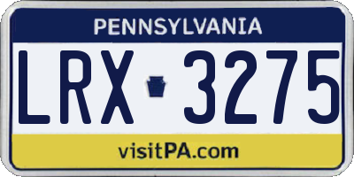 PA license plate LRX3275