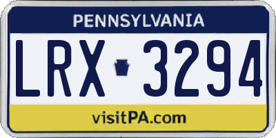 PA license plate LRX3294