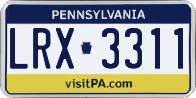PA license plate LRX3311
