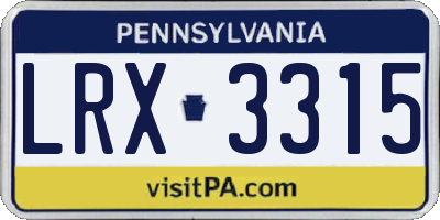 PA license plate LRX3315