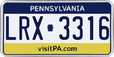 PA license plate LRX3316