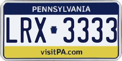 PA license plate LRX3333
