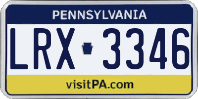 PA license plate LRX3346