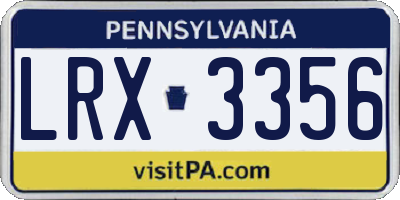 PA license plate LRX3356