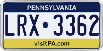 PA license plate LRX3362