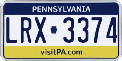 PA license plate LRX3374