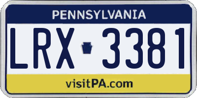 PA license plate LRX3381