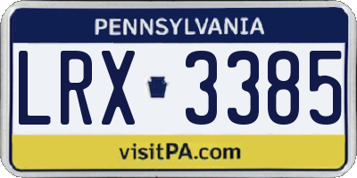 PA license plate LRX3385