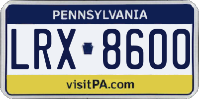 PA license plate LRX8600