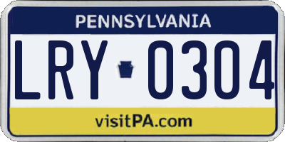 PA license plate LRY0304