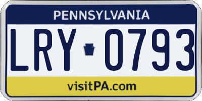 PA license plate LRY0793