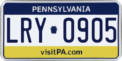 PA license plate LRY0905