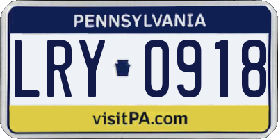 PA license plate LRY0918