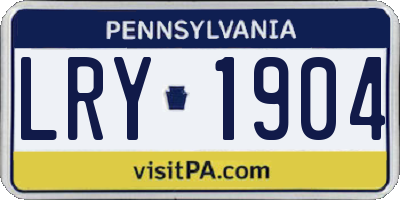 PA license plate LRY1904