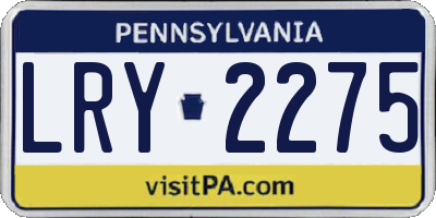 PA license plate LRY2275