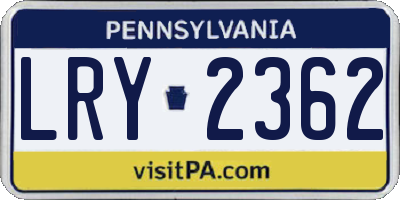 PA license plate LRY2362