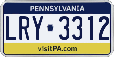 PA license plate LRY3312